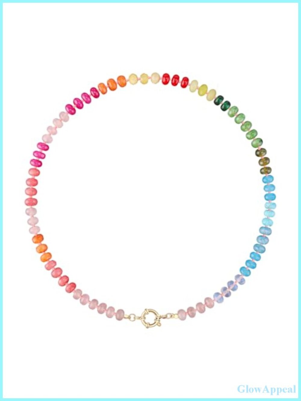 Handmade Natural Stone Beaded Choker Necklace with Stainless Steel 14K Gold